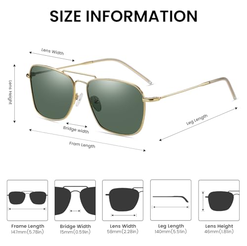 Image of DUCO Reverse Lenses Square Sunglasses for Men Women,Retro Polarized Sun Glasses Classic Shades Double Bridge DC3046