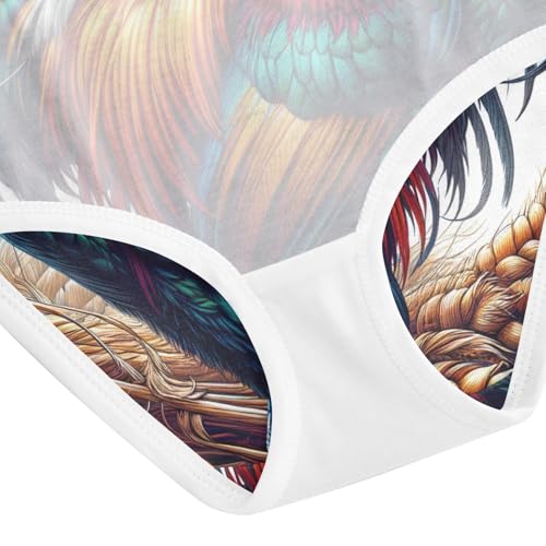 Toddler Girl Panties, Farm Rooster White Cotton Girls Underwear, 2–8 Years4
