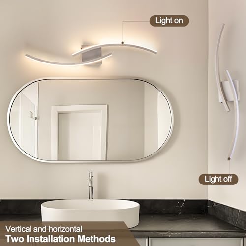 Image of Hardwired 3000~6000K Modern Wall Sconce, 31.5IN Silver LED Wall Light Fixtures Brushed Nickel Wall Lights for Bedroom, Living Room, Hallway and Bedside Wall Lamp