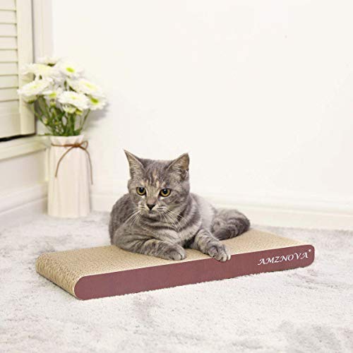 Image of AMZNOVA Durable Flat Cat Scratch Lounge, Colors Series, Narrow, Wood Floor Print