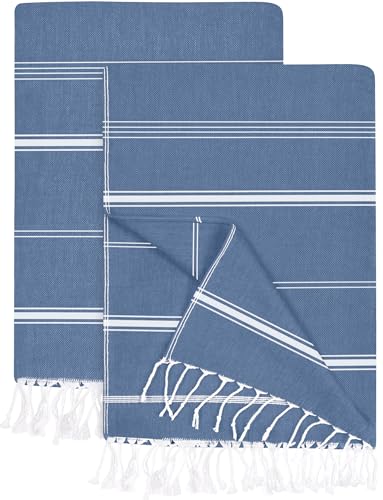 Utopia Towels Confezione da 2 teli da spiaggia turchi (100x180 CM), 100% cotone senza sabbia, leggeri e assorbenti ad asciugatura rapida per viaggi e piscina (Marina)