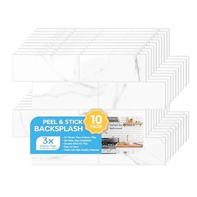STICKGOO 10 Sheets Subway Tile Peel and Stick Backsplash, Carrera White