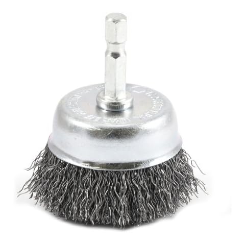 Forney 72729 Wire Cup Brush, Coarse Crimped with 1/4-Inch Hex Shank, 2-Inch-by-.012-Inch, Silver Cover