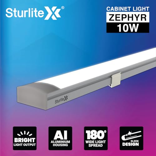 Image of Sturlite Zephyr 10W LED Cabinet Light| 6K Cool White Color Temperature| Sleek Aluminium Built & 600 mm Long Body| Energy Efficient Linear LED Light for Kitchen, Study, Wardrobe - Pack of 2