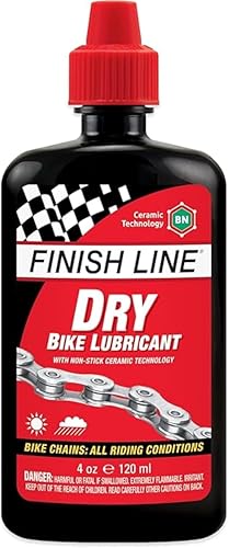 Finish Line Dry Bike Chain Lube, 4 oz Squeeze Bottle - Ceramic Dry Wax Lubricant, Dirt and Dust...