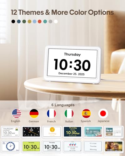 Image of Digital Clock with Date and Week for Seniors, Alzheimer's Dementia Clock with 20 Alarms and 6 Medicine Reminders, Large Font Digital Calendar Alarm Clock for Vision Impaired, White (Ac Powered)