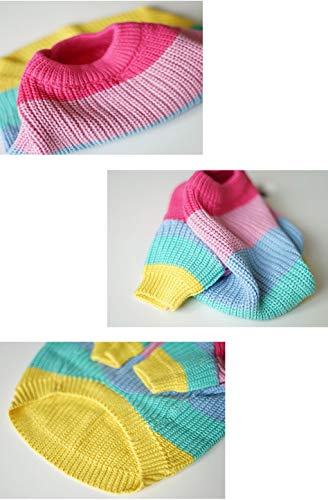 Khemn Regenbogen Strickpullover Hundepullover - Niedliche Hundekleidung für Französische Bulldogge/Englische Bulldogge/Bullterrier/Mops (L)