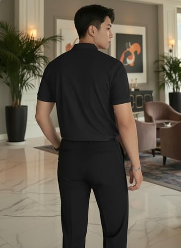 Image of MACK JONNEY Men's Solid Polo T-Shirt | Premium Cotton Blend | Regular Fit | Short Sleeve | Collared Casual Wear|Pack of 2 -MJ-157