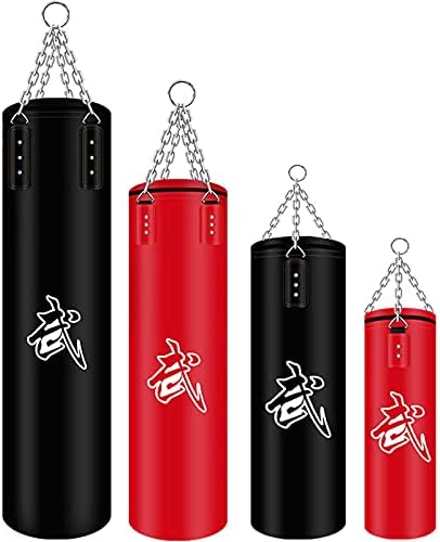 Boxing Bag Fitness PU Empty Punching Bag Kick Boxing Heavy Training Bag Muay Thai Martial Arts Karate Hanging Sandbag for Kid Adult Teenage Punch Bags (80CM Black)