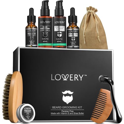 Gifts for Men Beard Grooming Kit, Holiday Gift Beard Kit Set with Beard Oil, Balm, Wash, Brush, Comb & More, Mens Gifts for Him, Dad, Birthday, Boyfriend, Husband, Man