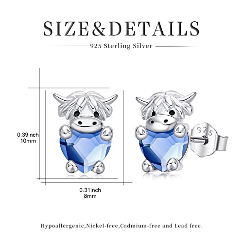 Highland Cow Earrings 925 Sterling Silver June Birthstone Earrings Cute Animal Cow Stud Earrings Jewelry Birthday Gifts for Women Daughter Girlfriend by JUSTKIDSTOY - Image 6