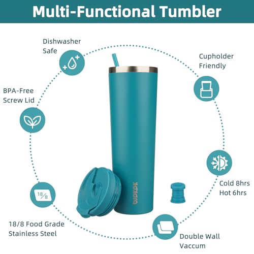 Image of BJPKPK 34oz Coffee Tumbler with Straw, Insulated Stainless Steel Cup