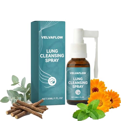 Velvaflow Lung Cleansing Spray, Herbal Respiratory Wellness Spray, Botanical Liquid Formula with Mint, Licorice Root & Honeysuckle Extract, Convenient Daily Wellness Support, 30 mL / 1 fl oz (1)