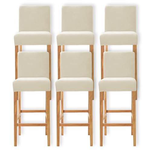 AIMENJOY Bar Stool Covers with Elastic Bottom, Stretch Velvet Dining Chair Covers for Pub Counter - Spandex Height Side Chair Covers Protector Slipcovers (Beige,6) AIMENJOY Bar Stool Covers with Elastic Bottom, Stretch Velvet Dining Chair Covers for Pub Counter - Spandex Height Side Chair Covers Protector Slipcovers (Beige,6)