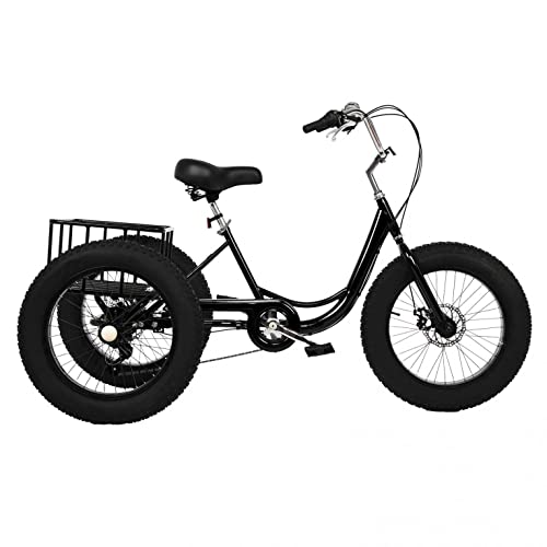 Sanamity Three Wheel Bikes for Adults - 3 Wheel Bikes for Adults Bicycle Trike Womens Bikes 7 Speed Bicycle Tricycle Basket Adult 20 Inch Frame [Us in Stock]