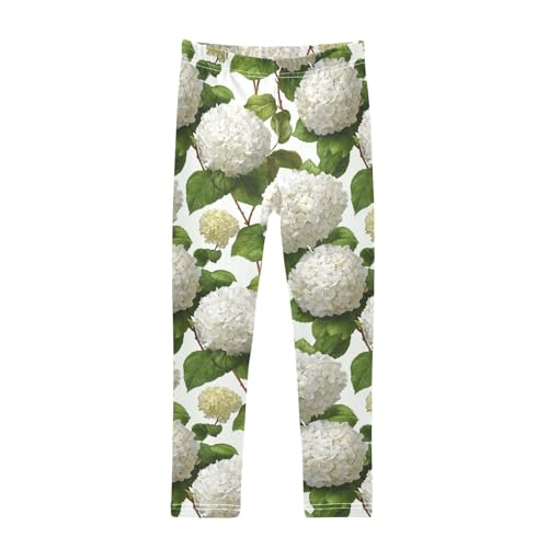 Girls Leggings Hydrangea Flowers Soft Toddler Leggings for Girls Kids Pants Size 4T-10T