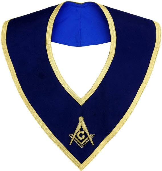 Bricks Masons Masonic Master Mason Collar Gold on Blue Velvet Hand Embroidered