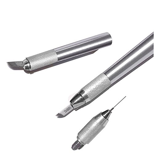 Pinkiou Penna Microblading Sopracciglia 3 Teste (Argento)