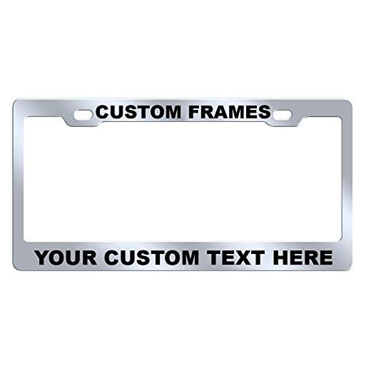 Chrome Stainless Steel Metal License Plate Frame with Your Text