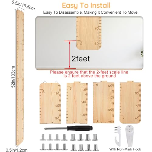 image for Growth Chart for Wall Wooden Height Chart for Kids Unicorn Castle Heig