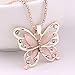 Produktbild Logicstring Mode Damen Lady Anhänger Halskette Damen Rose Gold Opal Schmetterling Anhänger Halskette Pullover Kette Schmuck Geschenk