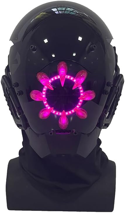 Punk Mask Cosplay with Multicolor Base Round Light - Futuristic Mask Halloween Fit Party Music Festival Accessories