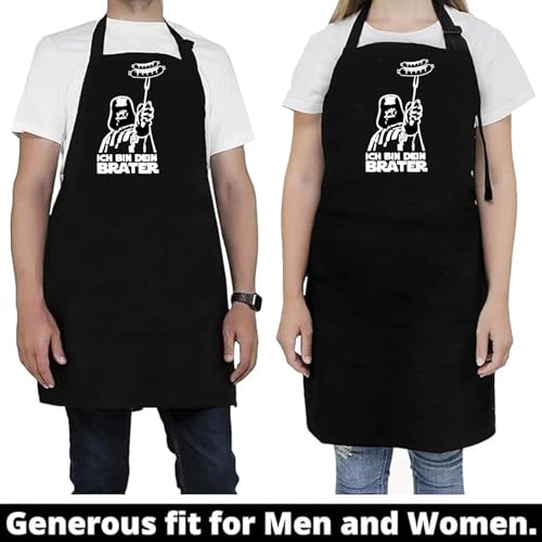 SUE’S DAY Grillschürze für Männer,Star Wars Schürze,Kochschürze Herren mit 2 Taschen, Lustige Kochschürze fur Herren,Grill Geschenke für Männer ICH BIN DEIN BRATER