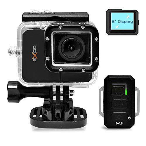 Image of Pyle Expo Sports Action Camera - HD 1080P Mini Hi-Res Camcorder w / Wifi, 20 MP Cam, 2 inch Screen USB SD Card HDMI, Battery - Waterproof Case, USB Cable, Wireless Remote Control, Mount - PSCHD90BK (Black)