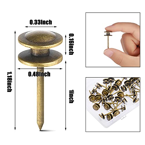 Image of Hotop 50 Pcs Double Headed Picture Hangers Nails Small Head Hanging Nails Picture Photo Hanging Hook Pins Decorative Nail Hook Hangers for Home Office School (Bronze)