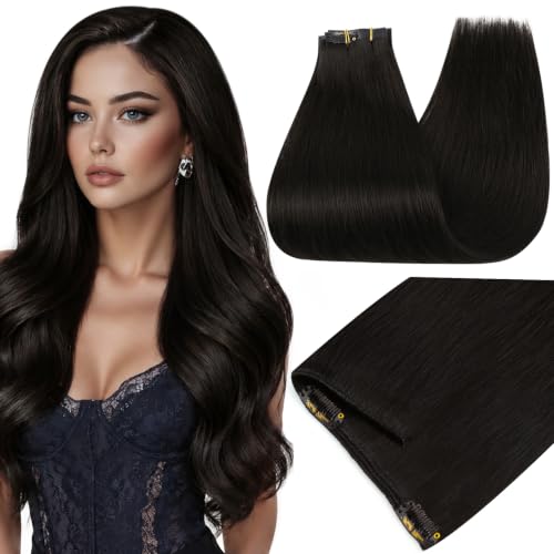 Full Shine Thick Human Hair Clip Ins, 28 Inch 180g 7 Pcs Natural Black