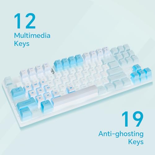 Combo de teclado y mouse azul CHONCHOW TKL de 87 teclas con cable USB y retroiluminación LED 3
