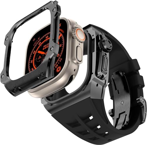 Kit Mod Apple Watch Ultra 49mm boîtier acier inoxydable bracelet caoutchouc sport DIY