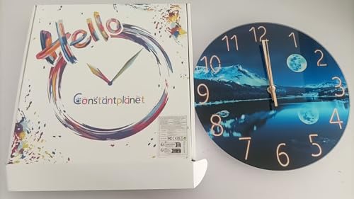 Blue Moon Wall Clock for Kitchen Glass Wall Clock 14 Inch Round Decorative Wall Clocks Battery Operated – Bild 3