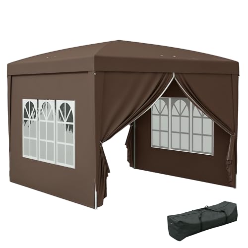 Outsunny Pavillon ca.3x3m, wasserabweisend Stabil Winterfest Pop-up Faltpavillon, UV Schutz 50+,...