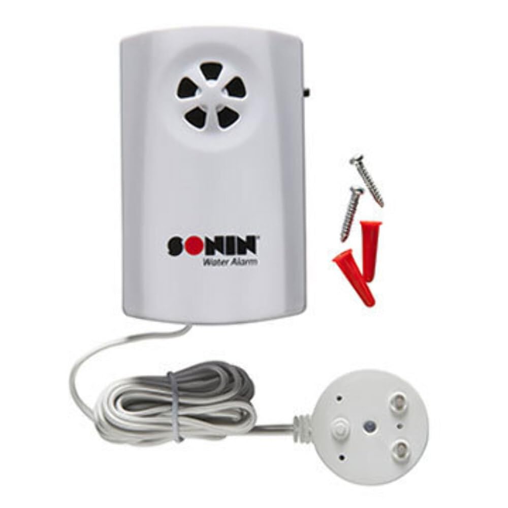 Sonin 00701 Agua Sensor de Alarma con Soporte de, pequeño, Color Blanco
