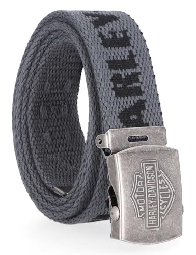 Harley-Davidson Men's H-D Text Bar & Shield Logo Cotton Web Belt, Gray2