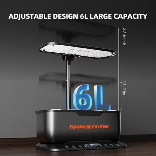 Spider Farmer SmartG12 Hydroponics Growing System, 12 Pods Indoor Garden with 36W LED Grow Light Full-Spectrum, APP & WiFi Controlled, 6L Water Tank, Pump System, Automatic Timer