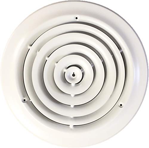HBW 10" Round Ceiling Diffuser White Powder Coated with Outside Dimension of 14" Fitting in 10" Duct