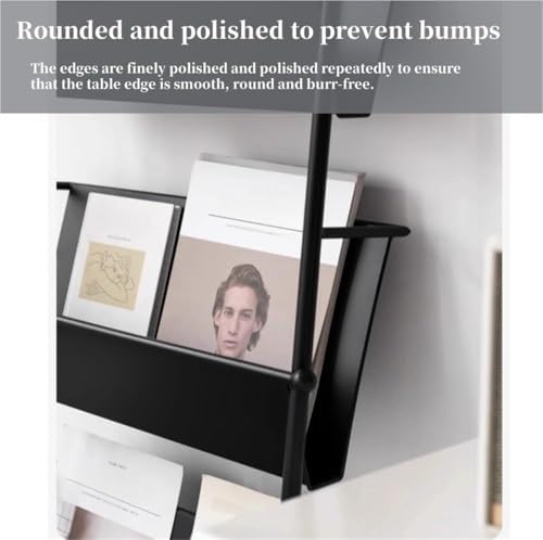 Black Metal Magazine Rack - Durable Bookshelf Display Stand for Newspapers & Magazines - Stylish Storage Organizer for Living Room & Home Office