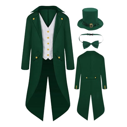 Steampunk Gothic Tuxedo Jacket for Men Victorian Tailcoat Vintage Magician Tuxedo Suit Set with Coat Hat Tie