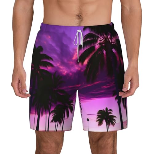 Short de bain homme séchage rapide violet palmier confort absolu