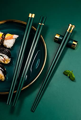 Glasvezel Eetstokjes Herbruikbare 5 paar Multi-Style Eetstokset Chinese Japanse Chop Sticks Multipack Fancy Eetstokjes Anti-Skid Ontwerp Vaatwasmachinebestendig voor Sushi Aziatische gerechten (Groen) - Image 4