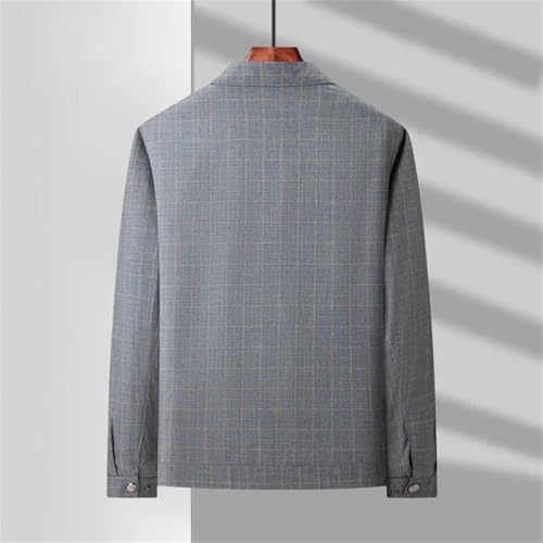 Men's Spring Fall Plaid Lapel Jacket Casual Business Zipper Coats Lapel Social Office Streetwear2