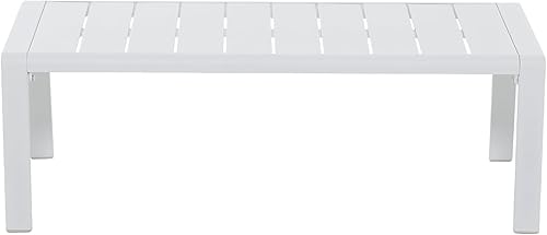 Miniatura 8 de Patiorama Mesa de centro de aluminio para patio al aire libre, mesa de centro de metal para todo tipo de clima, mesa de centro rectangular moderna,