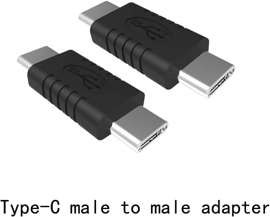 Type C Male to Type C Male Adapter Support Data Synchronization and Charging USB C to USB C Cable 3.1 Gen 2 10Gbps 60W Converter, 2-Pack