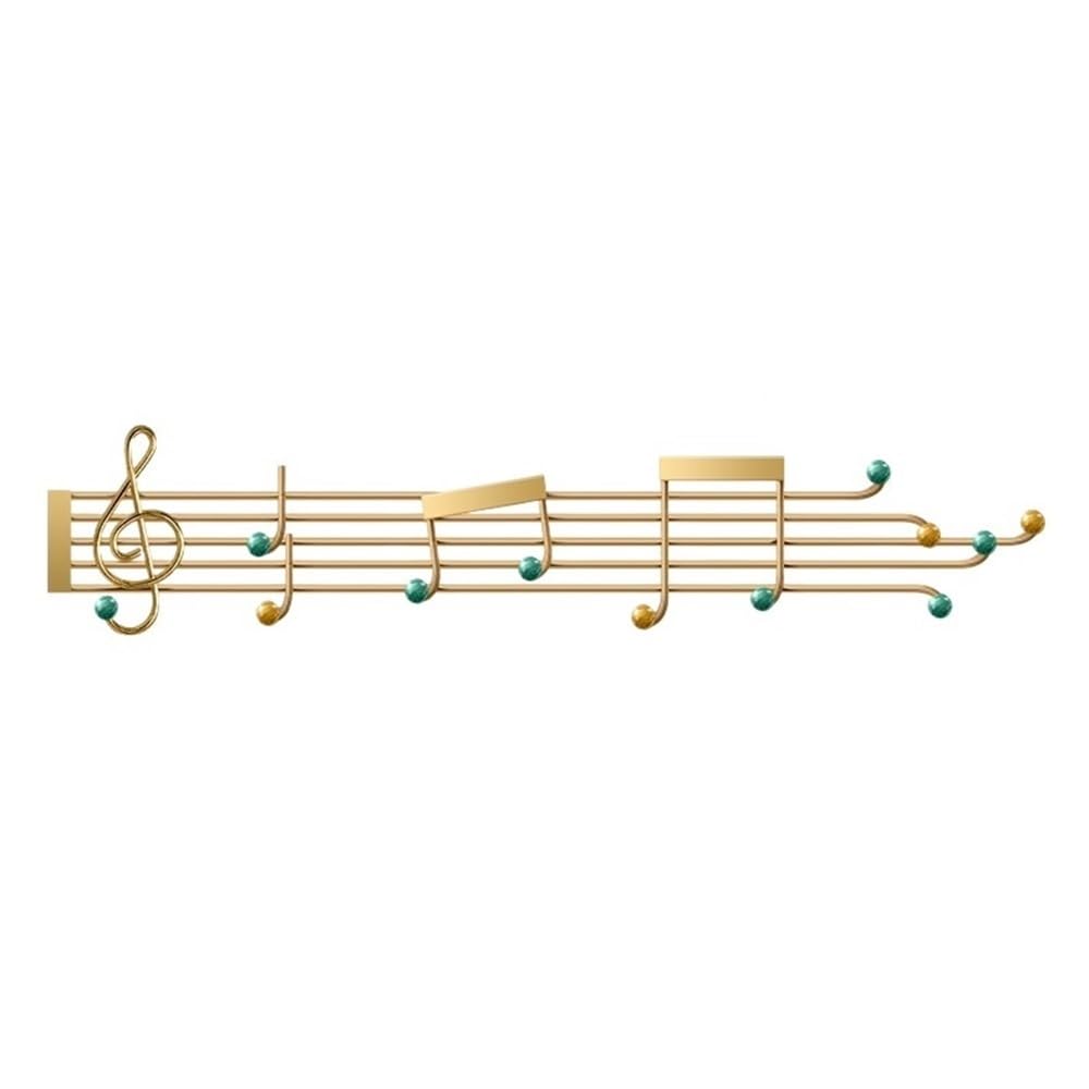 Zyyanshop Gold Wall Coat Rack Creative Entry Door Hooks Light Luxury Musical Note Hanging Clothes Rack No Hole Metal Wall Mounted Racks