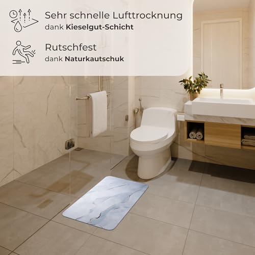 Bensey Premium Badezimmermatte mit revolutionärer Kieselgur-Schicht | Ultra-Saugfähig & Schnelltrocknend | rutschfeste Naturkautschuk-Basis | 40x60 cm stylische Designs (Goldener Marmor)