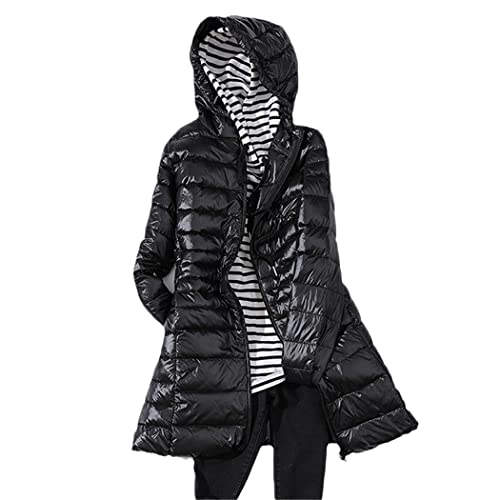 Manteau ample à capuche pour femme parka long et chaud pour l'hiver en noir m
