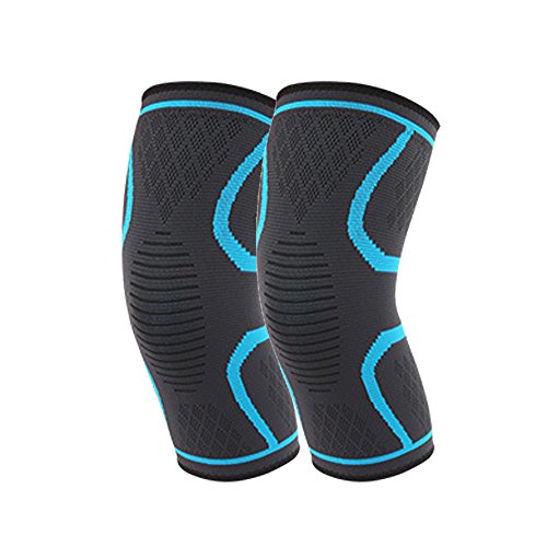 homdsim 2 Pack - Rodillera de compresión funda Fitness Running Ciclismo rodilla apoyo elástico de nylon Deporte, conjunta alivio del dolor, azul Cover