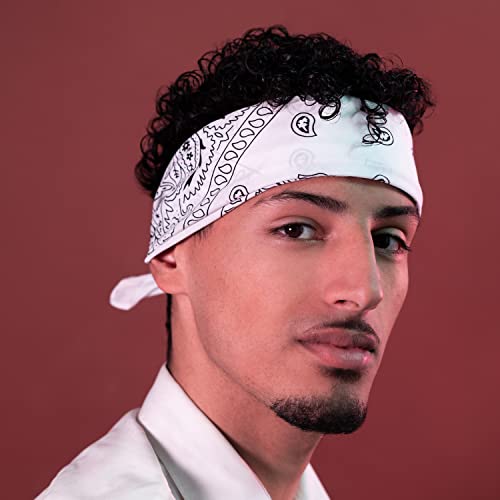 Karl Loven Bandana Rot 100% Baumwolle Premium-Qualität für Damen Herren Halstuch Kopftuch original Paisley Muster Headwear Haar Schal Ansatz Handgelenk Kopf Biker